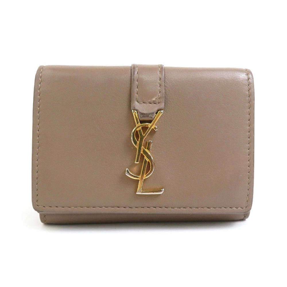 Saint Laurent Tri fold Wallet Leather Brown